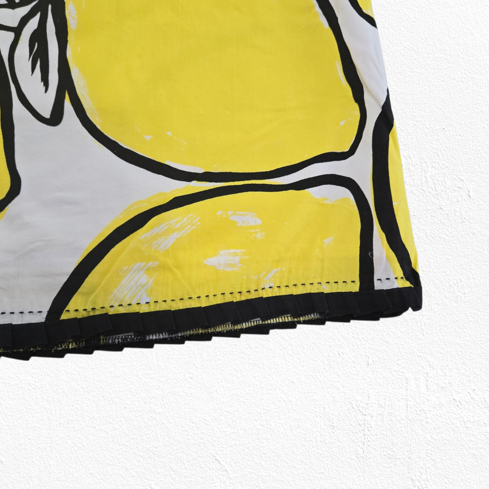 Y2K Vintage Anthropologie Odille Yellow Lemon Print Cotton A-Line Skirt Size 12 - Picture 4 of 9
